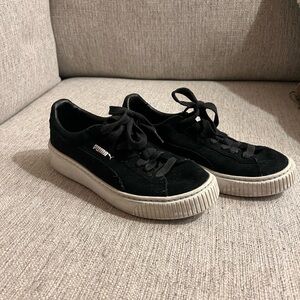 Puma Black Sneakers with White Soles